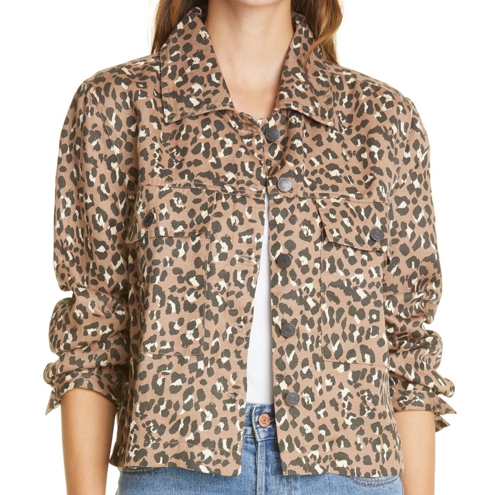 Rails Steffi Mountain Leopard Black Tan Button Up Jacket Sz L
